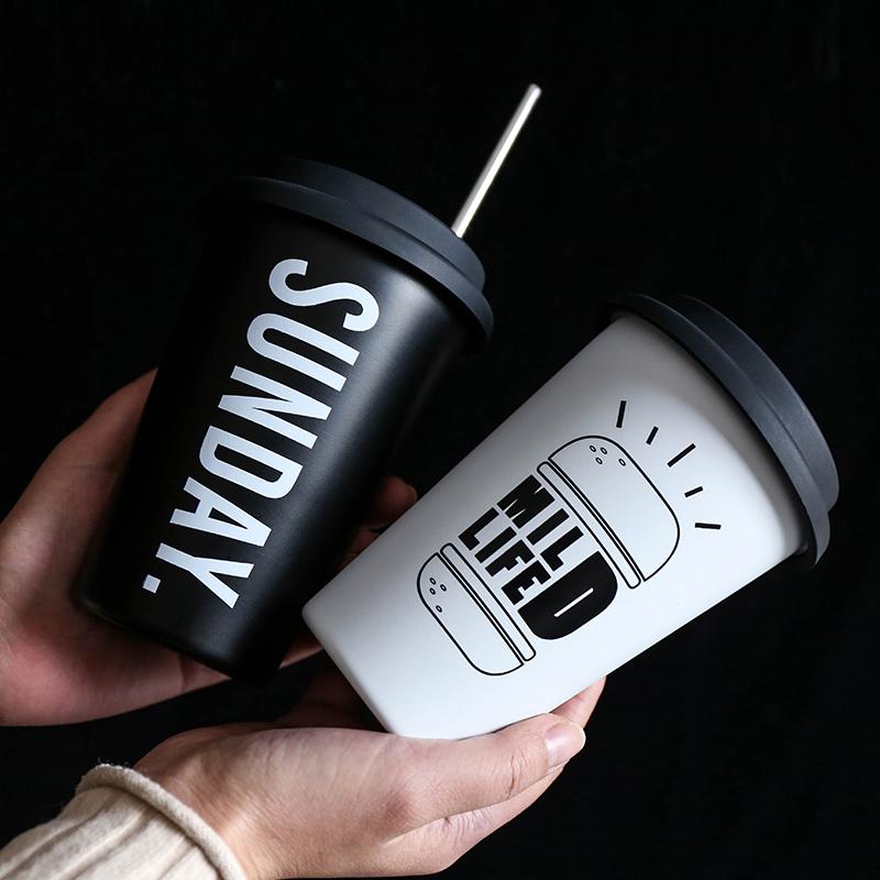 Travel Mug with Lid & Reusable Straw