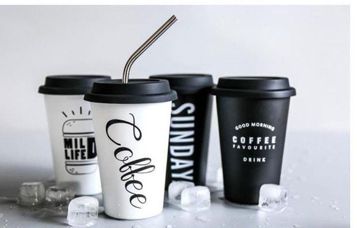Travel Mug with Lid & Reusable Straw