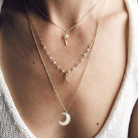 Thumbnail for Multi Layered Boho Coconut Tree, Wish Bone, Moon Pendant Necklace