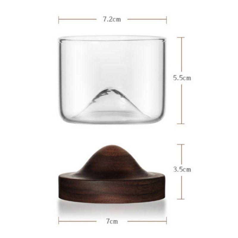 Small Mountain Glass Wooden Base PeekWise