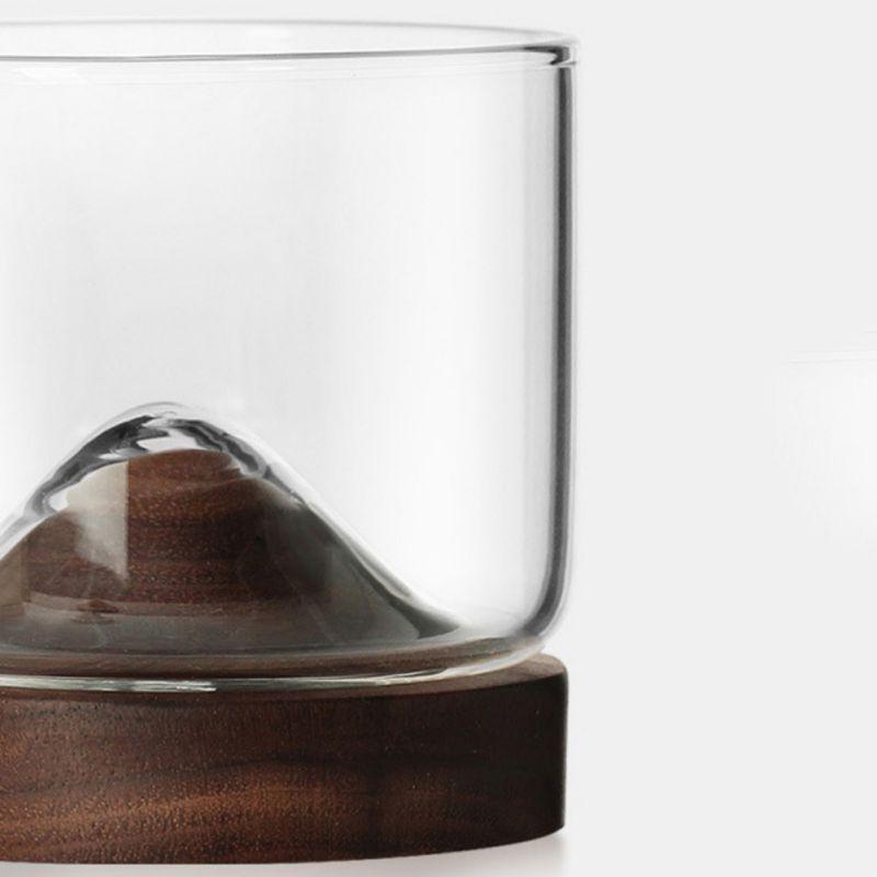 Small Mountain Glass Wooden Base PeekWise
