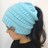 Thumbnail for Soft Knit Ponytail Beanie Hat