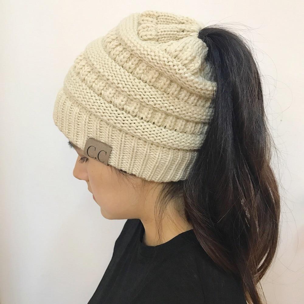 Soft Knit Ponytail Beanie Hat