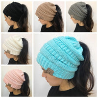 Thumbnail for Soft Knit Ponytail Beanie Hat