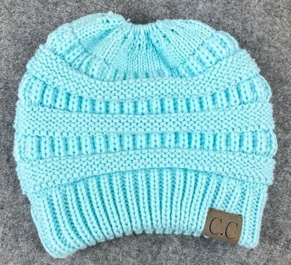Soft Knit Ponytail Beanie Hat