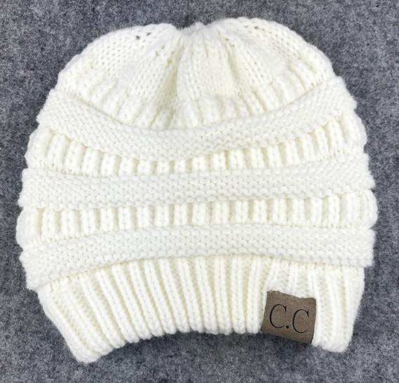Soft Knit Ponytail Beanie Hat