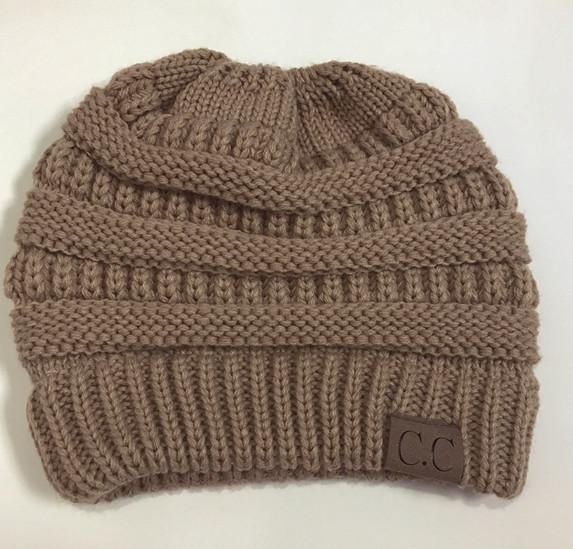 Soft Knit Ponytail Beanie Hat