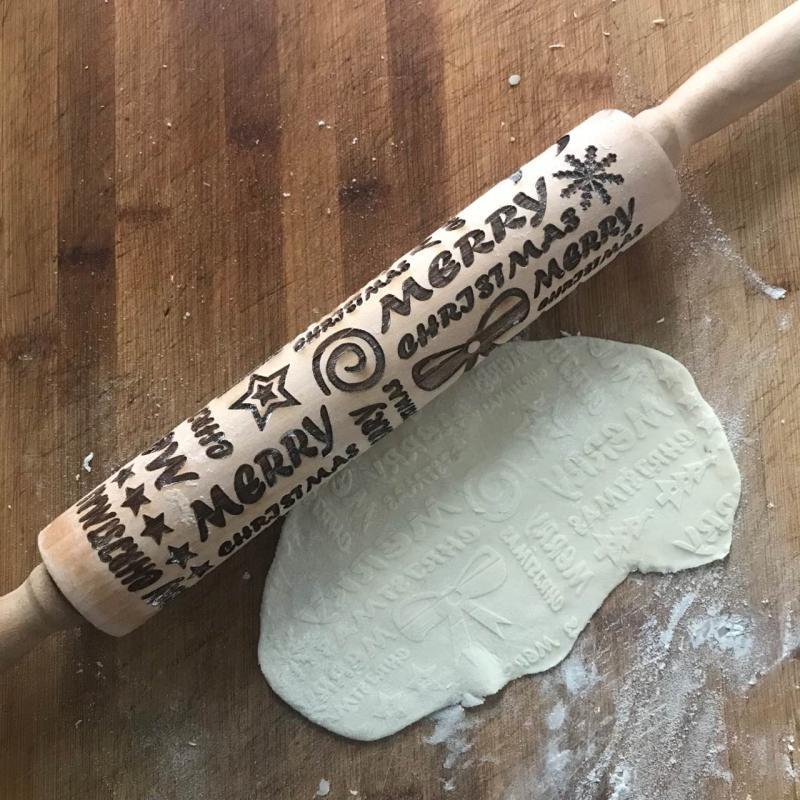 Christmas Embossing Rolling Pin