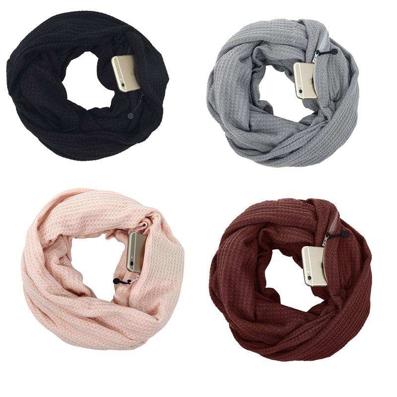 Knit Infinity Scarf With Pocket