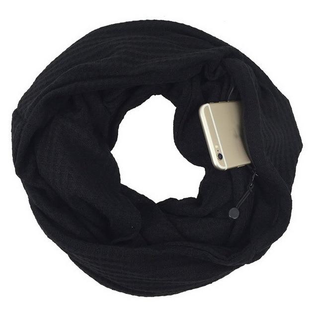 Knit Infinity Scarf With Pocket