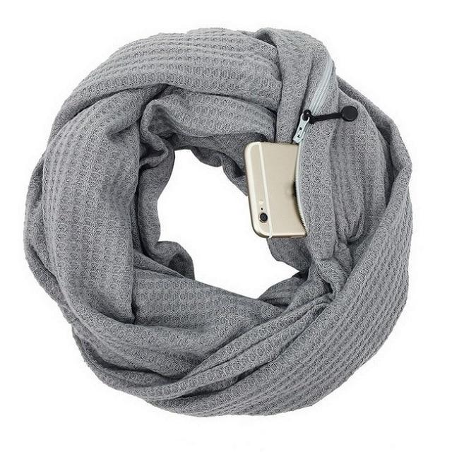 Knit Infinity Scarf With Pocket