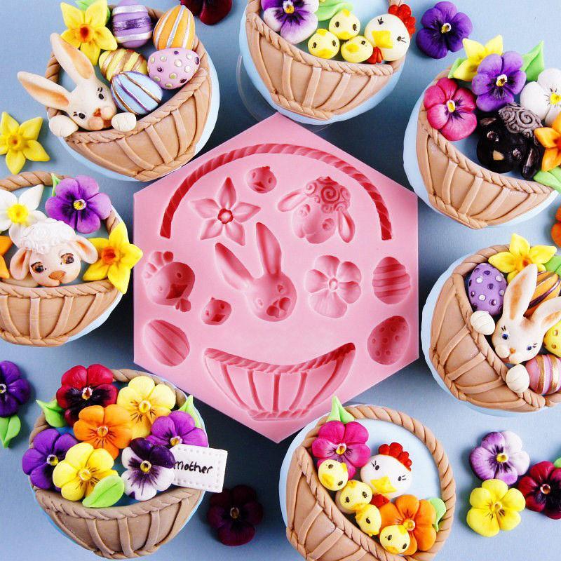 Silicone Easter Molds - Egg Rabbit Flower