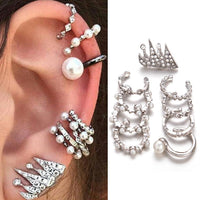 Thumbnail for Jazzy - 9 Piece Set Pearl Punk Clip Earrings