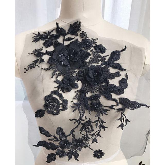 Embroidered Beaded Flower Sew-able Patch