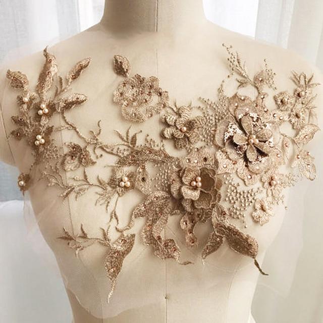 Embroidered Beaded Flower Sew-able Patch