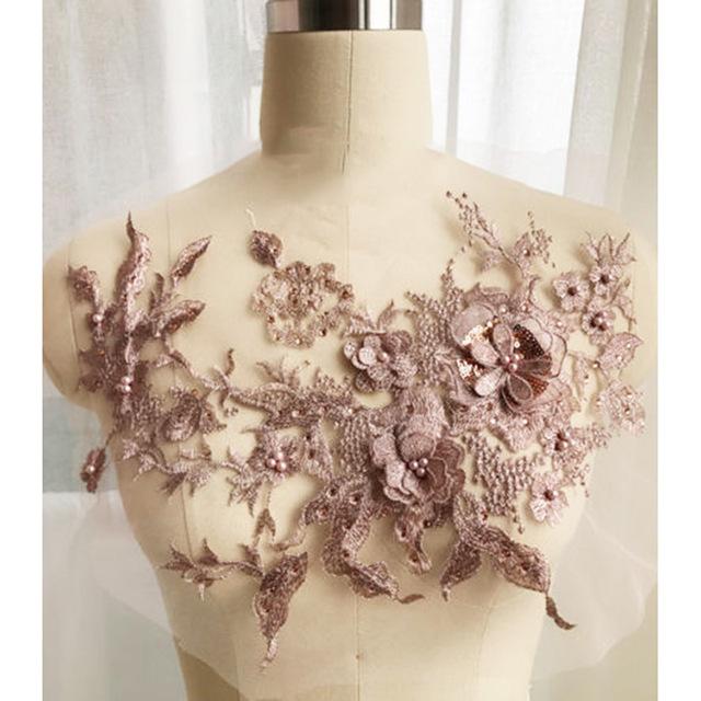 Embroidered Beaded Flower Sew-able Patch