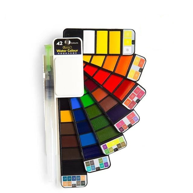 Watercolor Paint Set with Water Brush & Pigment