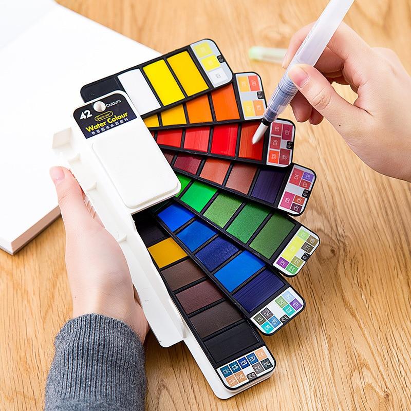 Watercolor Paint Set with Water Brush & Pigment