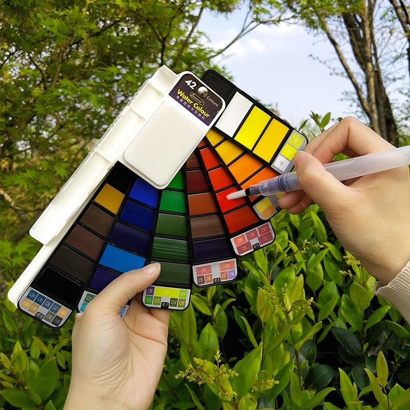 Watercolor Paint Set with Water Brush & Pigment
