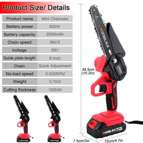 2 in 1 Mini Handheld Chainsaw 6-inch & 4-inch