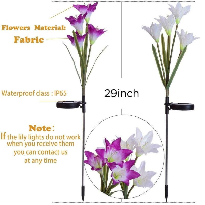 2 Pack Solar Power Lily Flower LED Lights