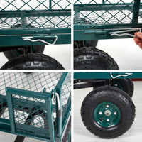 Thumbnail for Steel Garden Utility Cart Wagon w/ 550lbs Capacity, Removable Sides, Handle