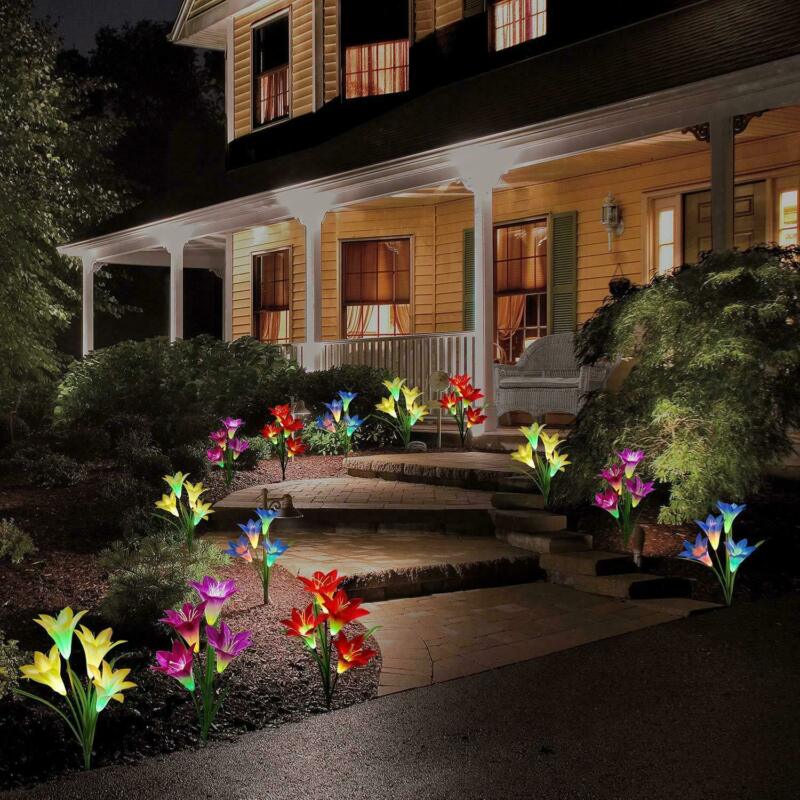 2 Pack Solar Power Lily Flower LED Lights