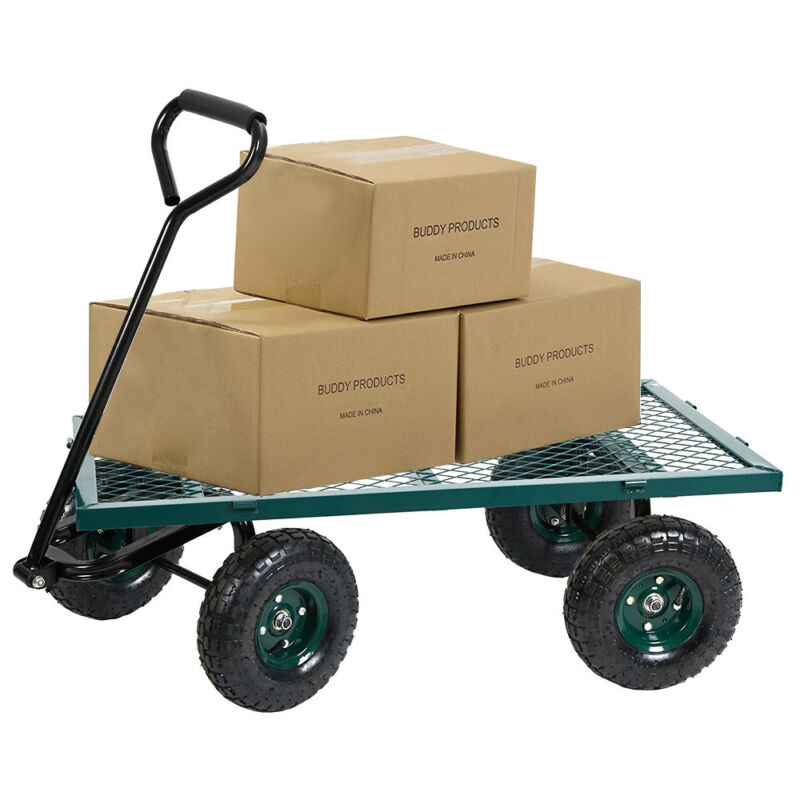 Steel Garden Utility Cart Wagon w/ 550lbs Capacity, Removable Sides, Handle