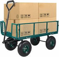 Thumbnail for Steel Garden Utility Cart Wagon w/ 550lbs Capacity, Removable Sides, Handle