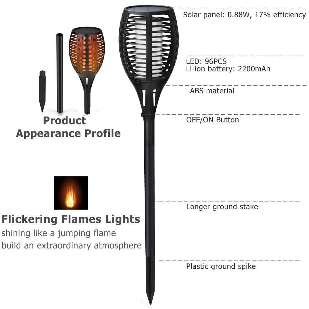 2 PCS Solar Led Torch Light Dancing Flame Edition