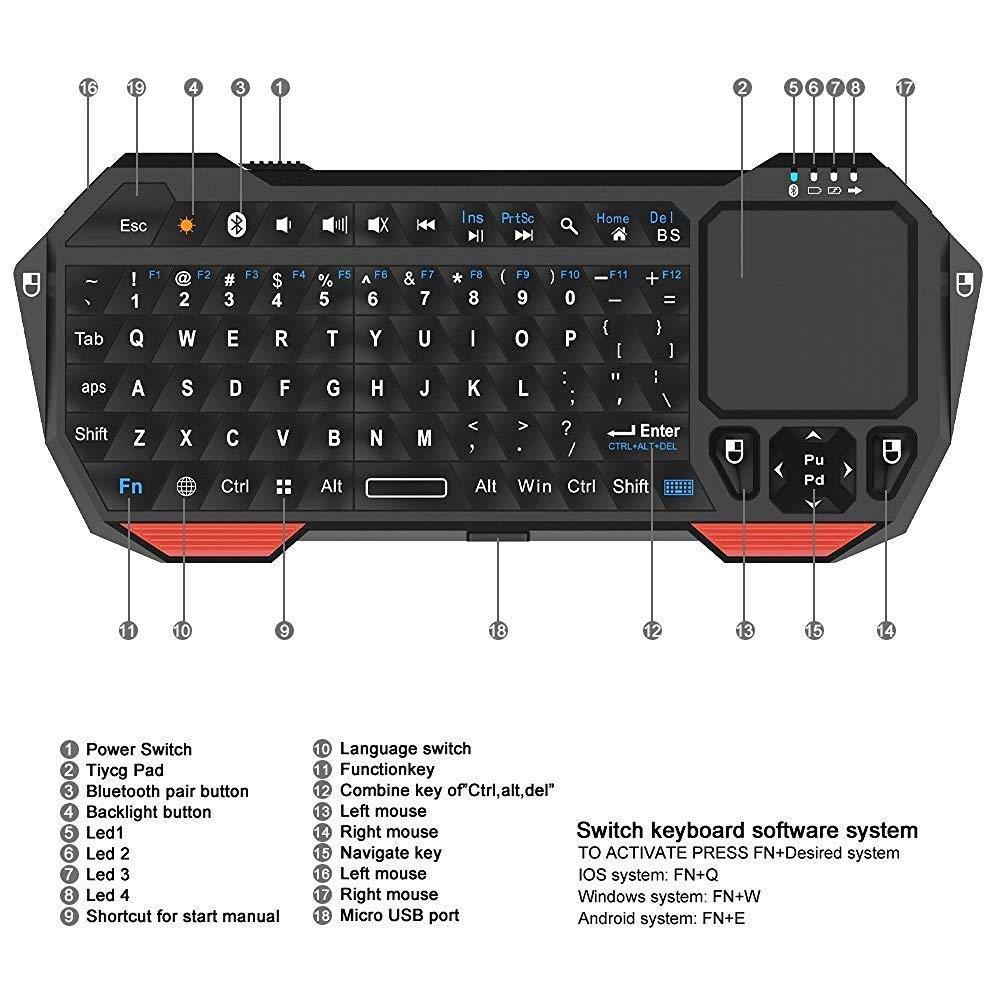 Wireless Bluetooth Keyboard with Touchpad