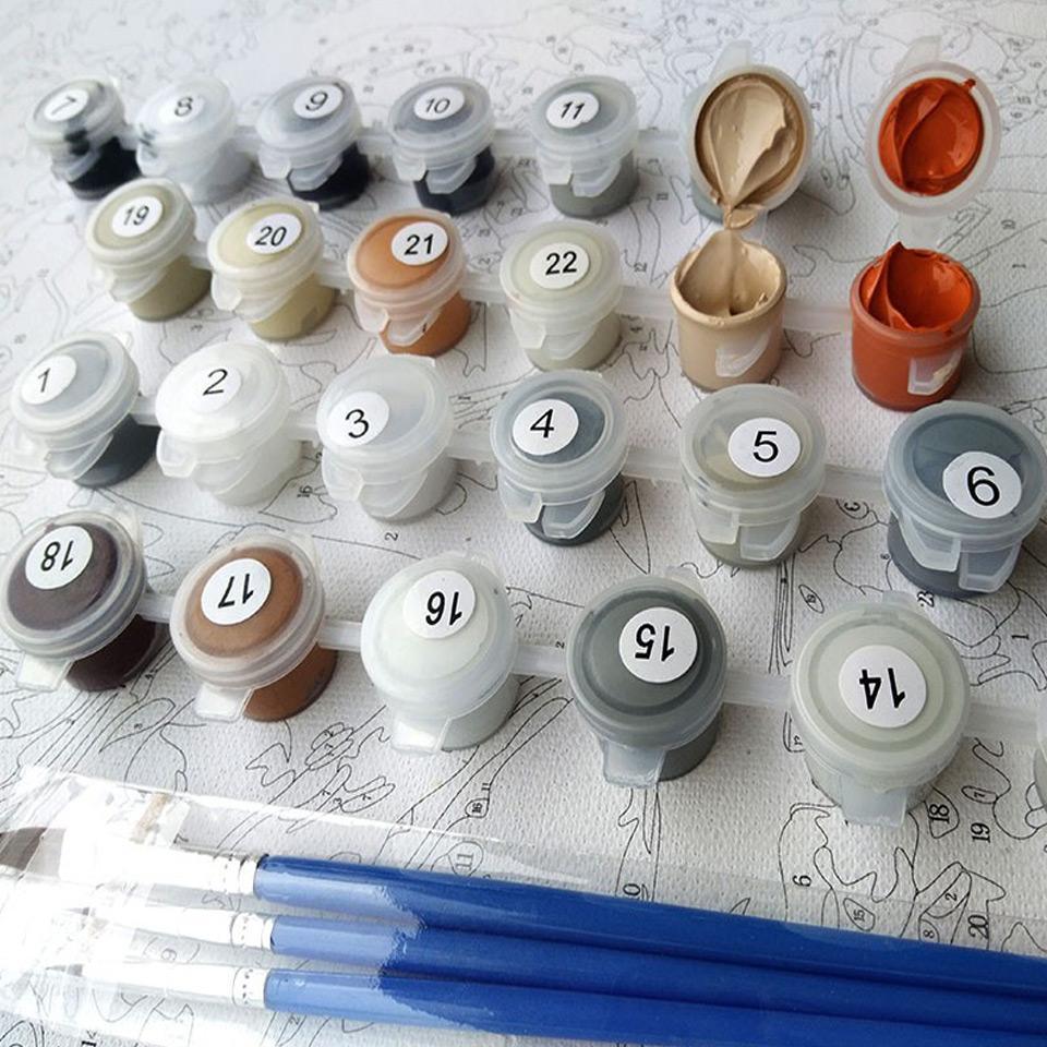 White & Red Lotus Flowers - Van-Go Paint-By-Number Kit